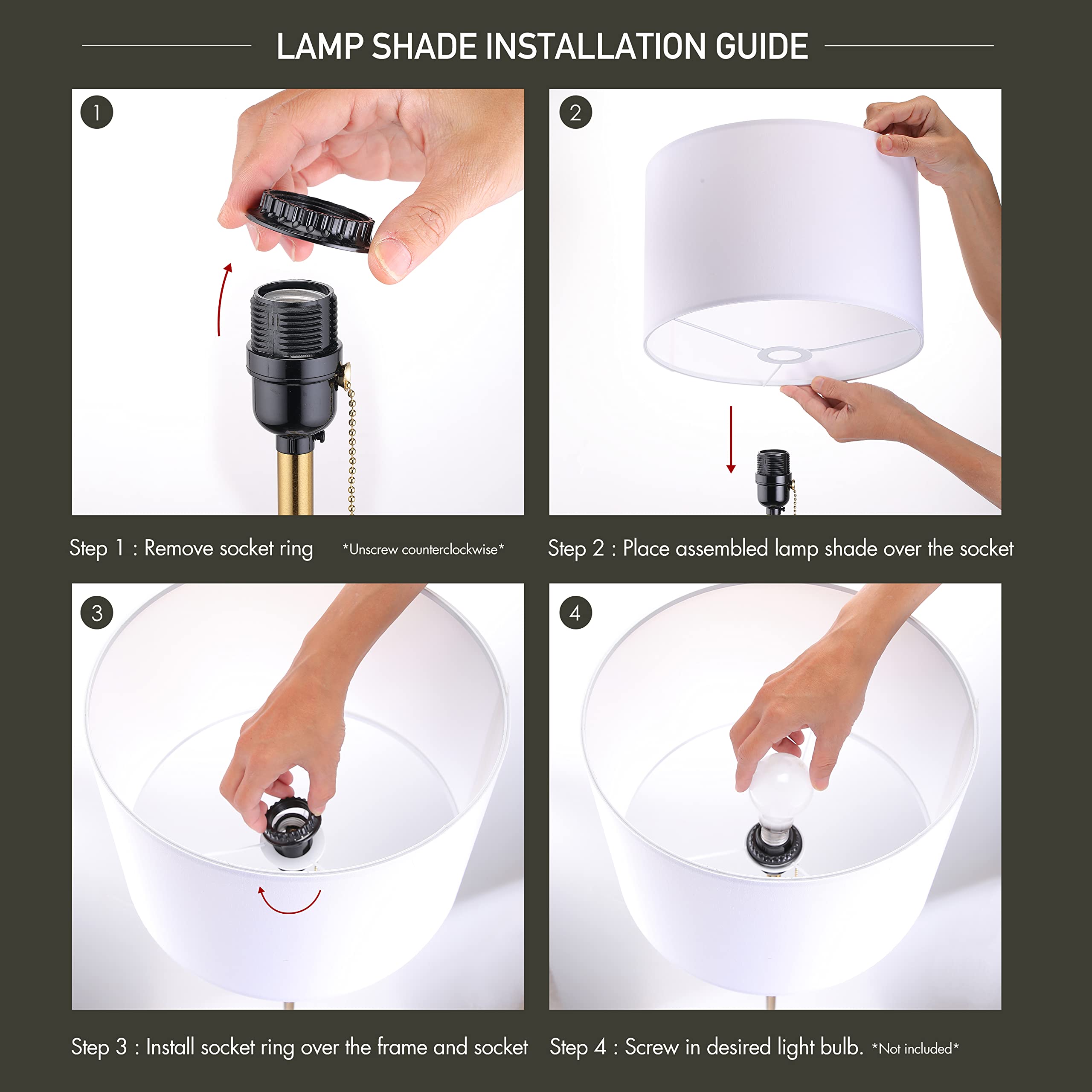 Drum Shade Standing Lamp, Pull Chain Switch, E26 Socket