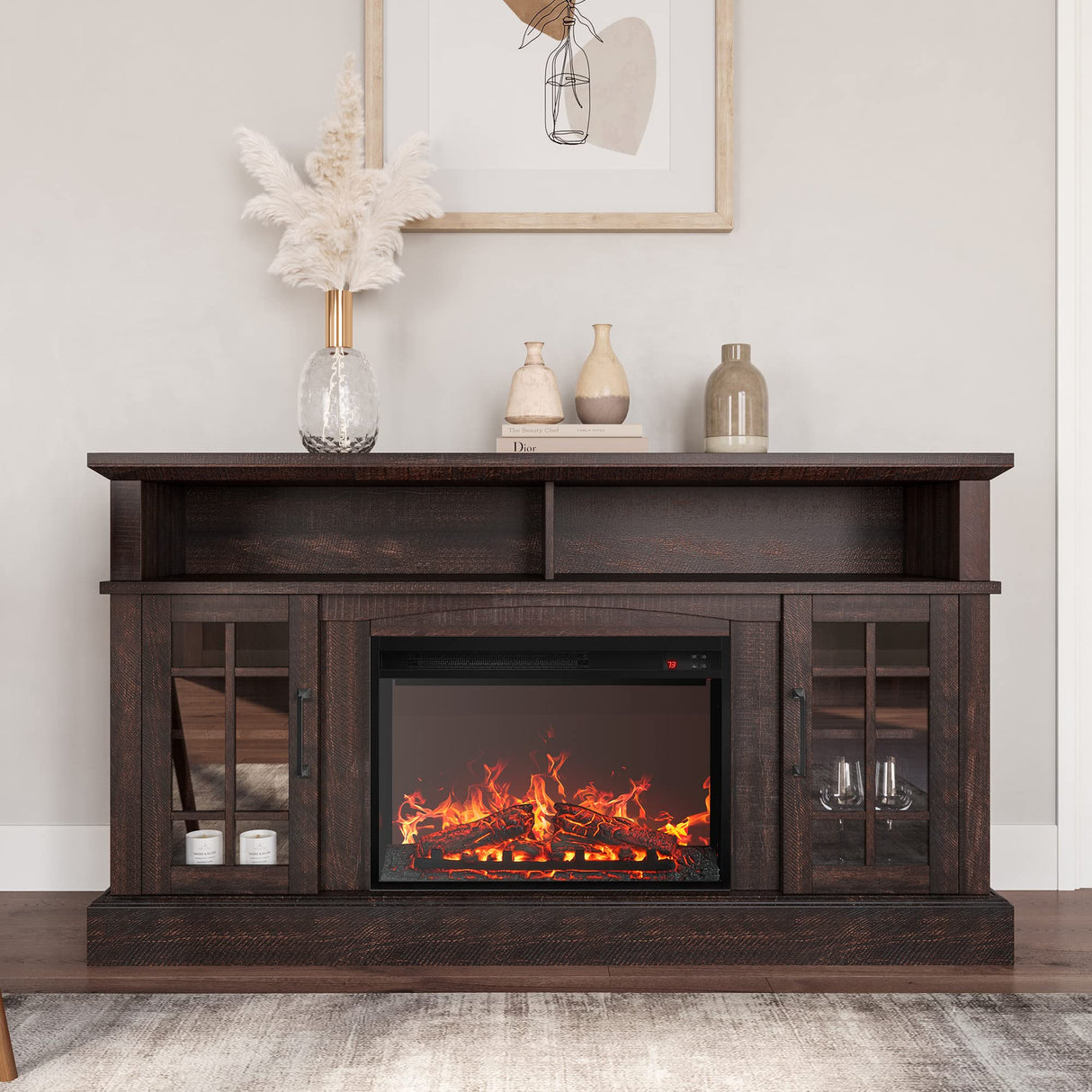 Electric Fireplace Heater Media Entertainment Center
