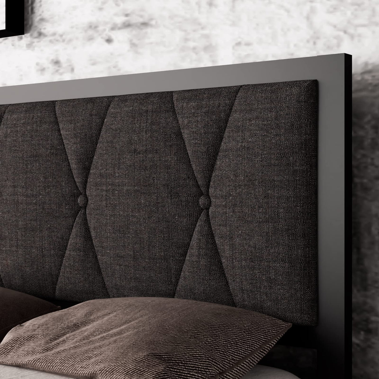 TitanSteel Luxe Metal Bed – Platform Frame with Upholstered Headboard