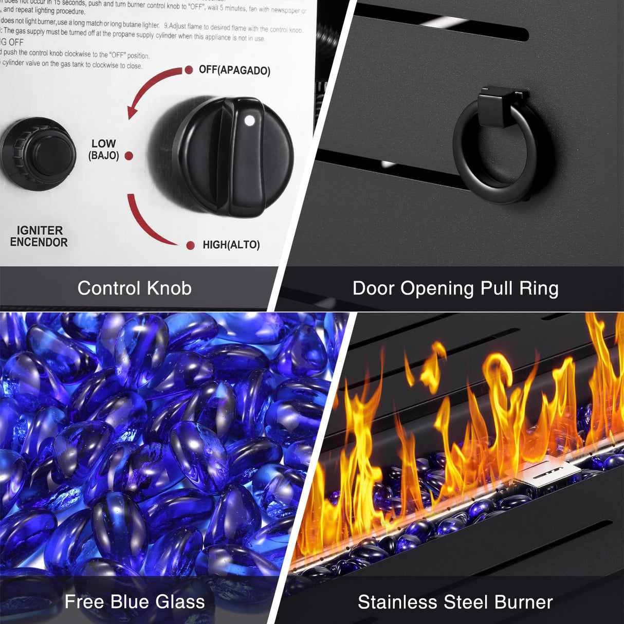 43'' Propane Fire Pit,50,000 BTU Outdoor Fireplace Backyard Garden