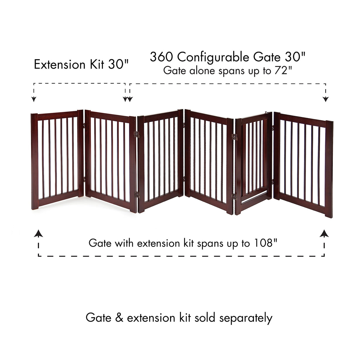360 Configurable Dog Gate with Door – Indoor Freestanding Walk Through Wood Pet Gate
