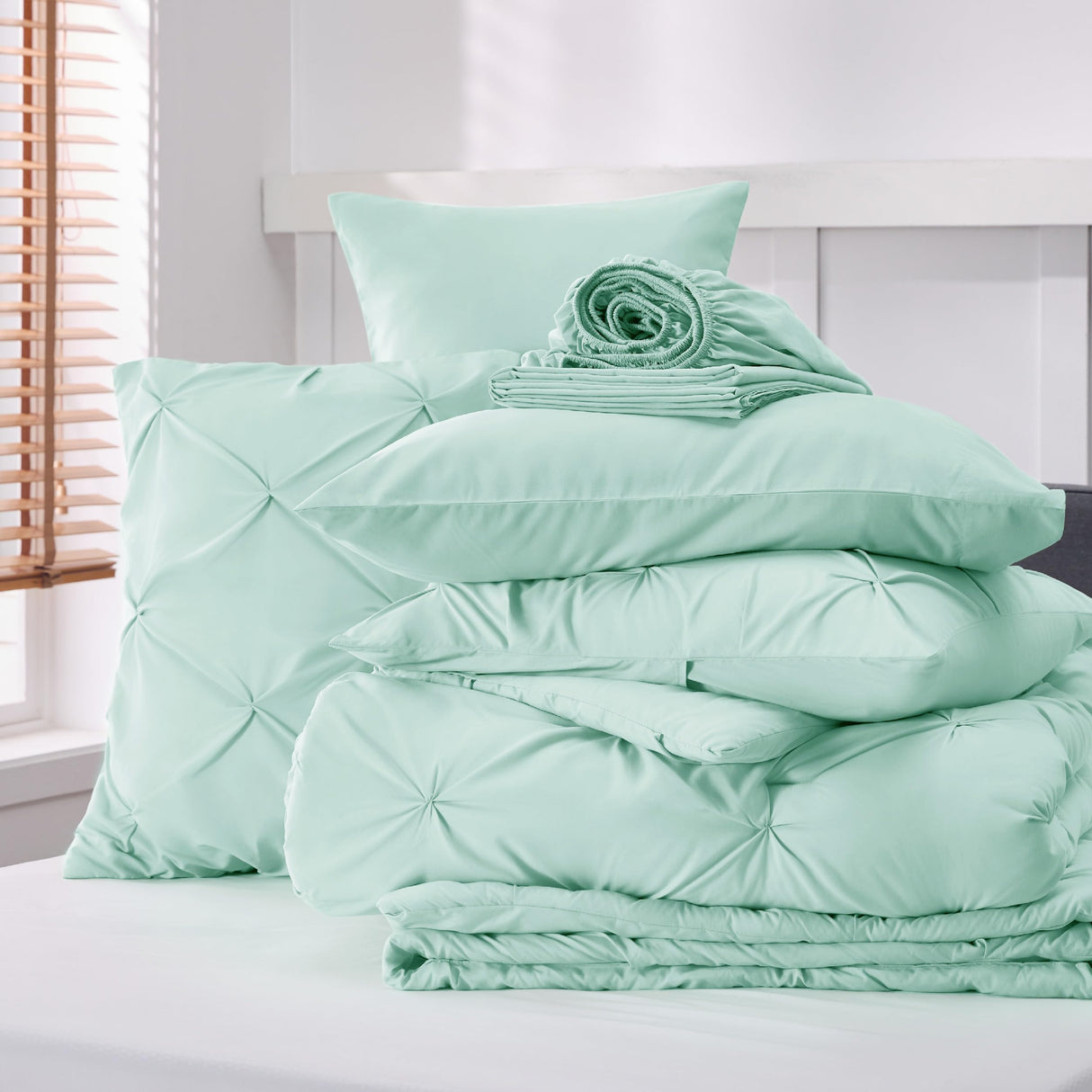 Full Size Comforter Sets - Bedding Sets Full 7 Pieces, Bed in a Bag Green Bed Sets