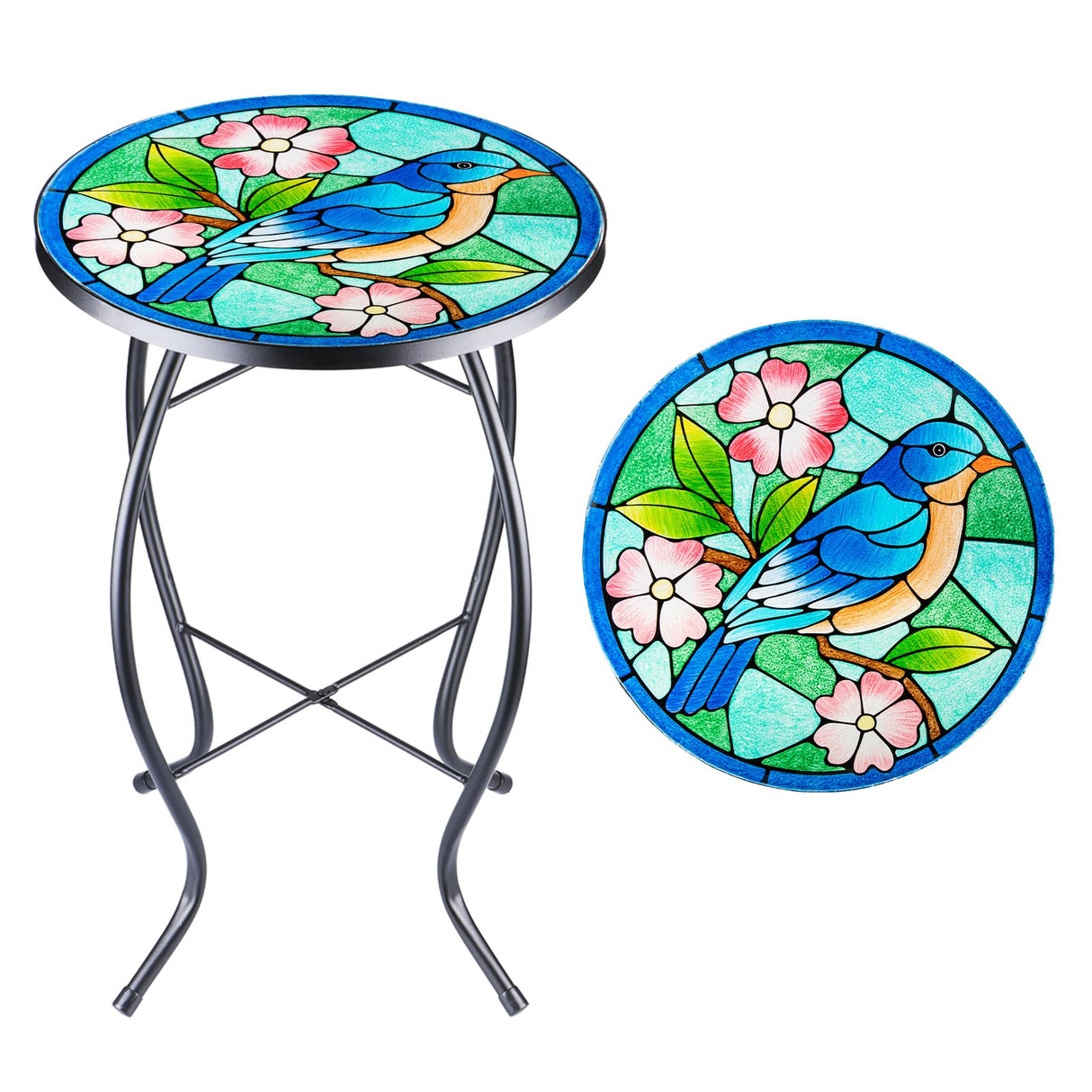 Patio Side Table Outdoor Accent Table Bistro Plant End Table Small Table