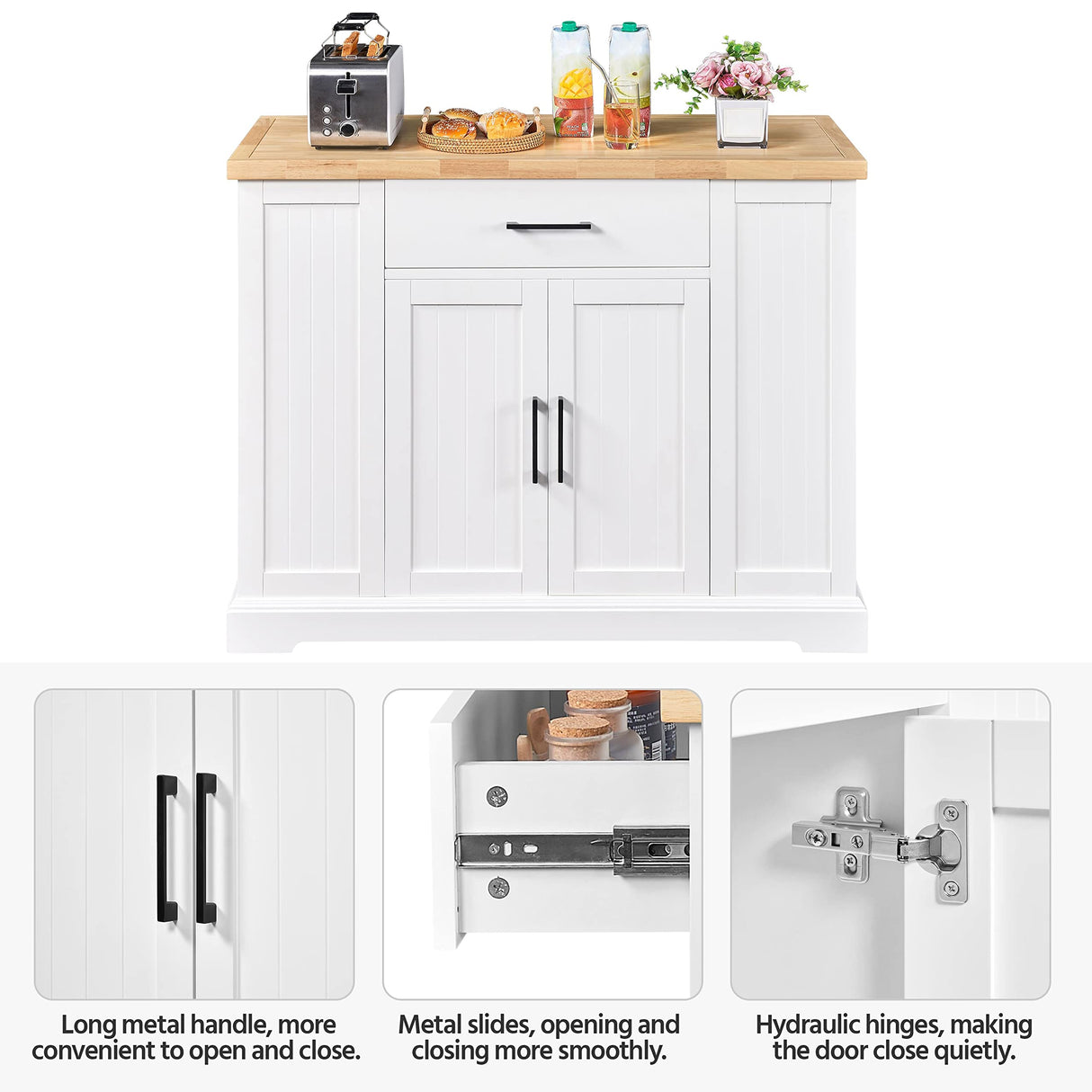 Rolling Kitchen Island Cart with 3 Drawers, Kitchen Storage Cabinet