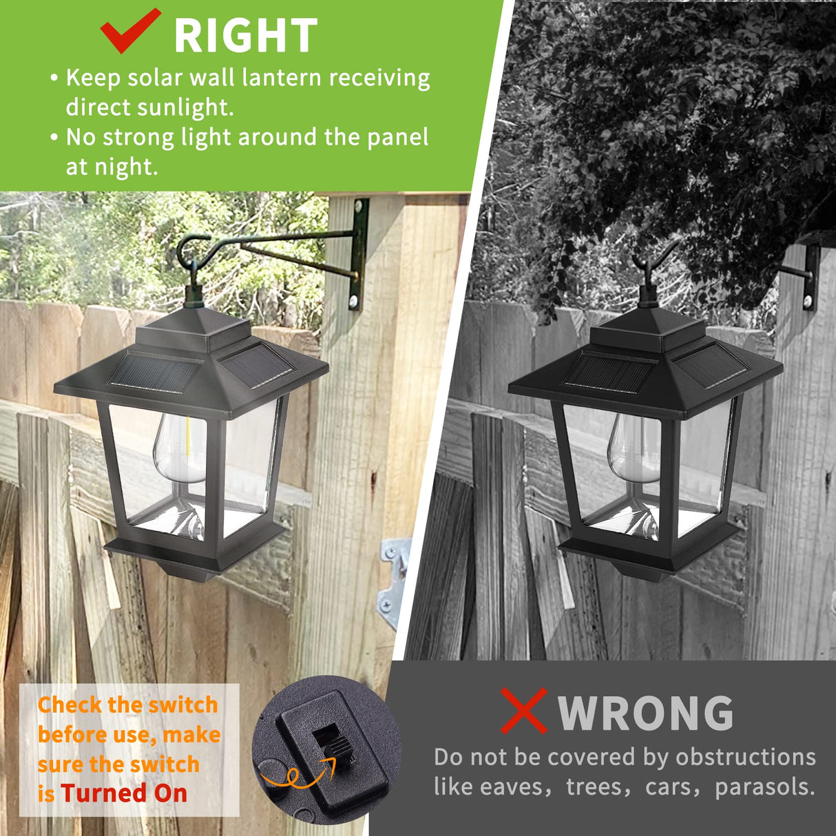 2 Pack Solar Wall with Replaceable Bulb, Outdoor Hanging Solar Lights