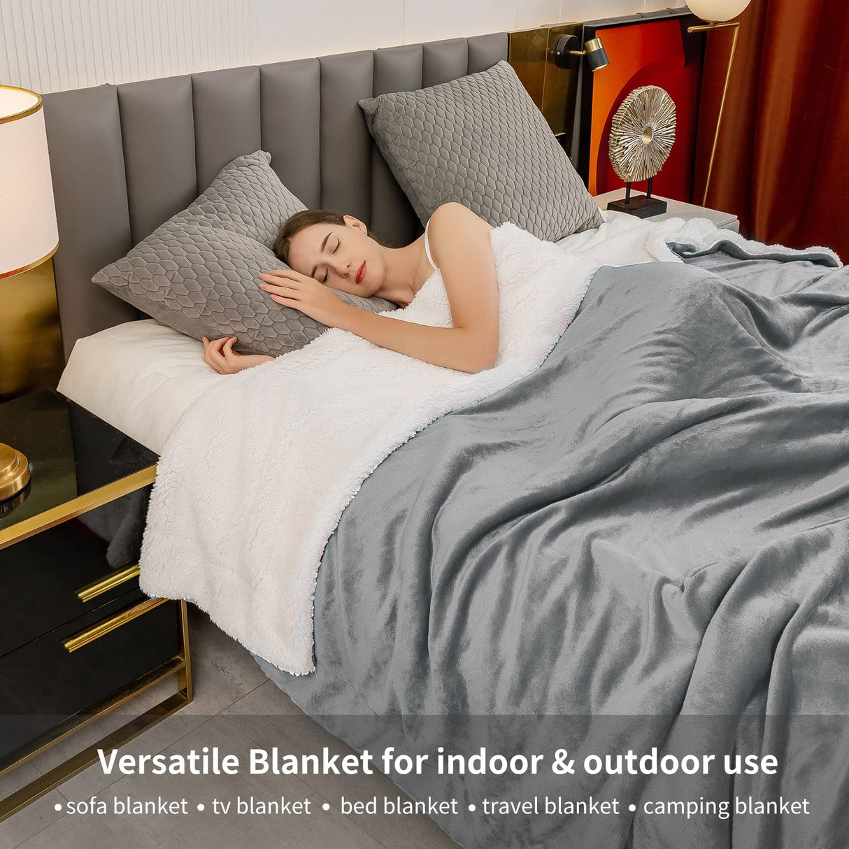 Warm Throw Blanket King - Thick Sherpa Flannel Reversible Blanket