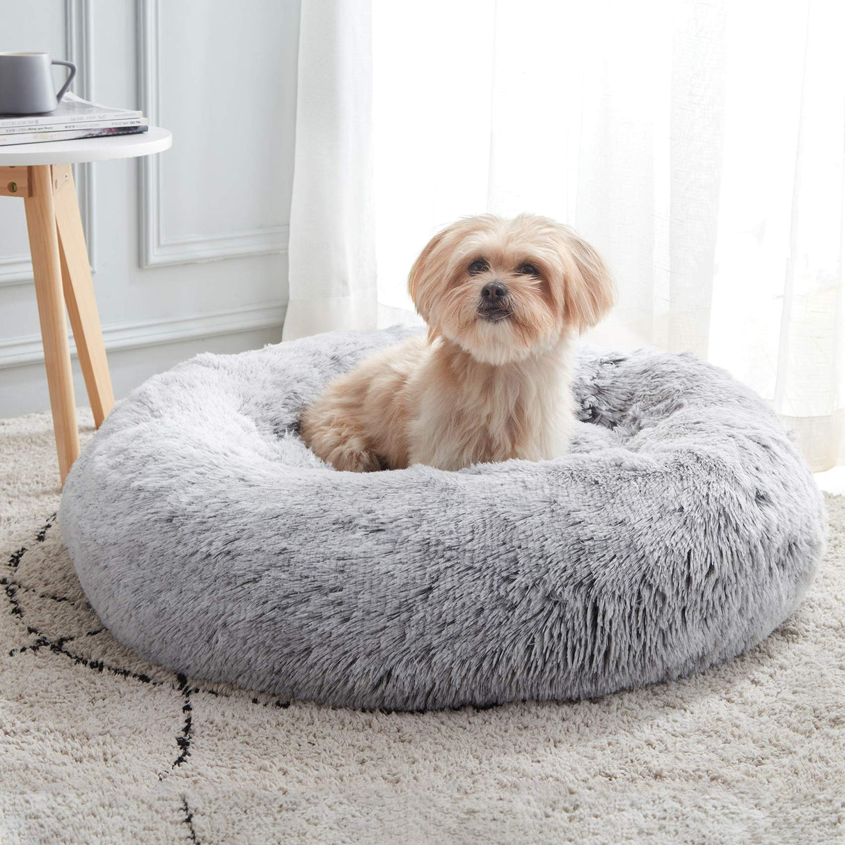 Calming Dog & Cat Bed, Anti-Anxiety Donut Cuddler Warming Cozy Soft