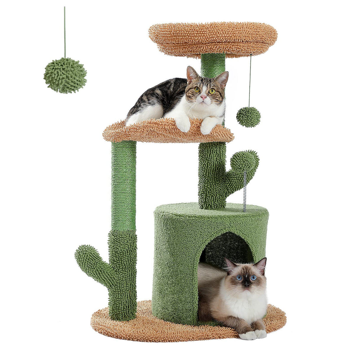Cat Tree 32 Inches Cactus Cat Tower with Sisal Covered Scratching Post