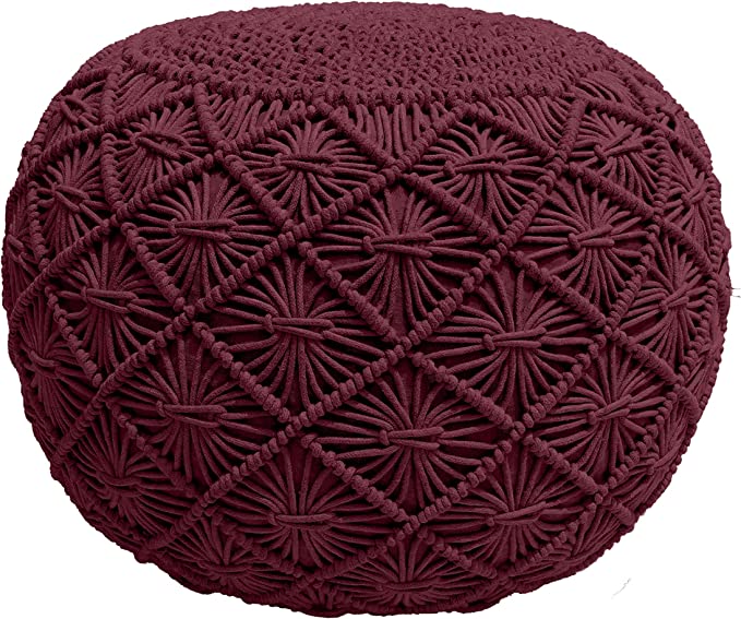 Pouf Ottoman - Hand Knitted Macrame Ottoman Pouf