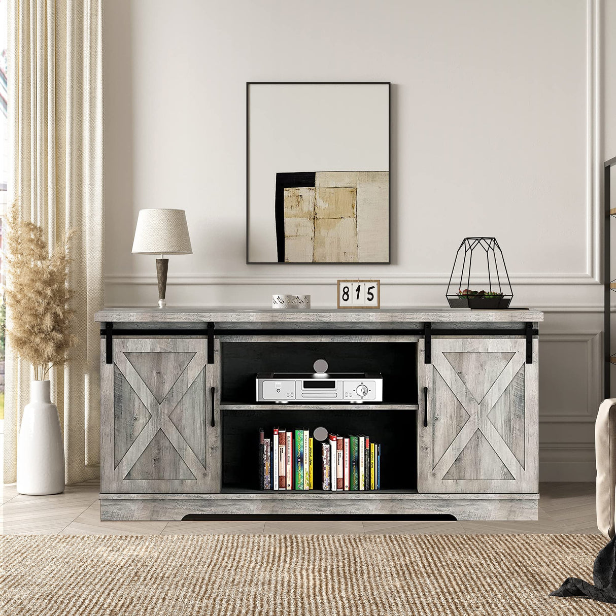 TV Stand for 65 Inch TV, Farmhouse Entertainment TV Media Console Table