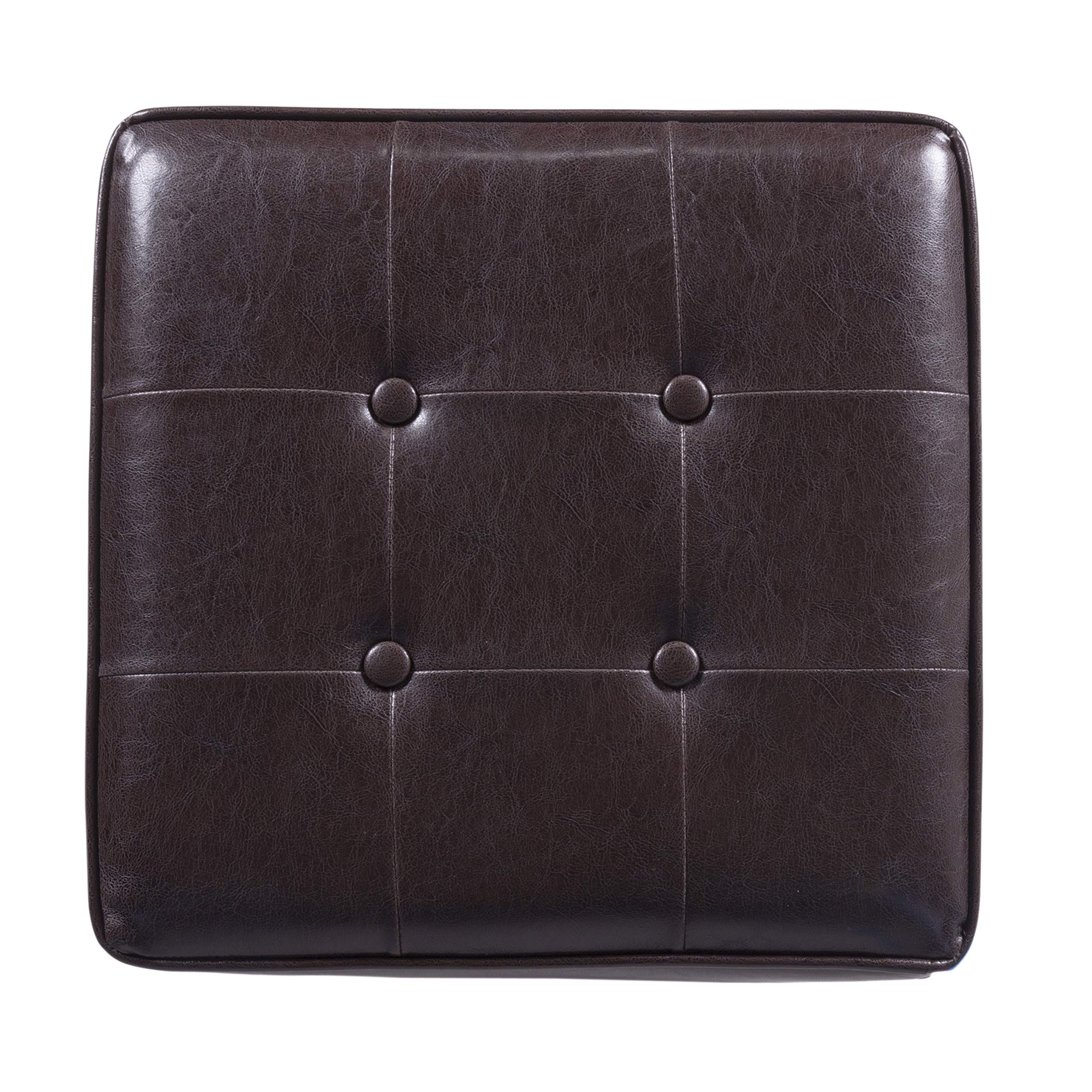 Leatherette Tufted Square Storage Ottoman with Hinged Lid