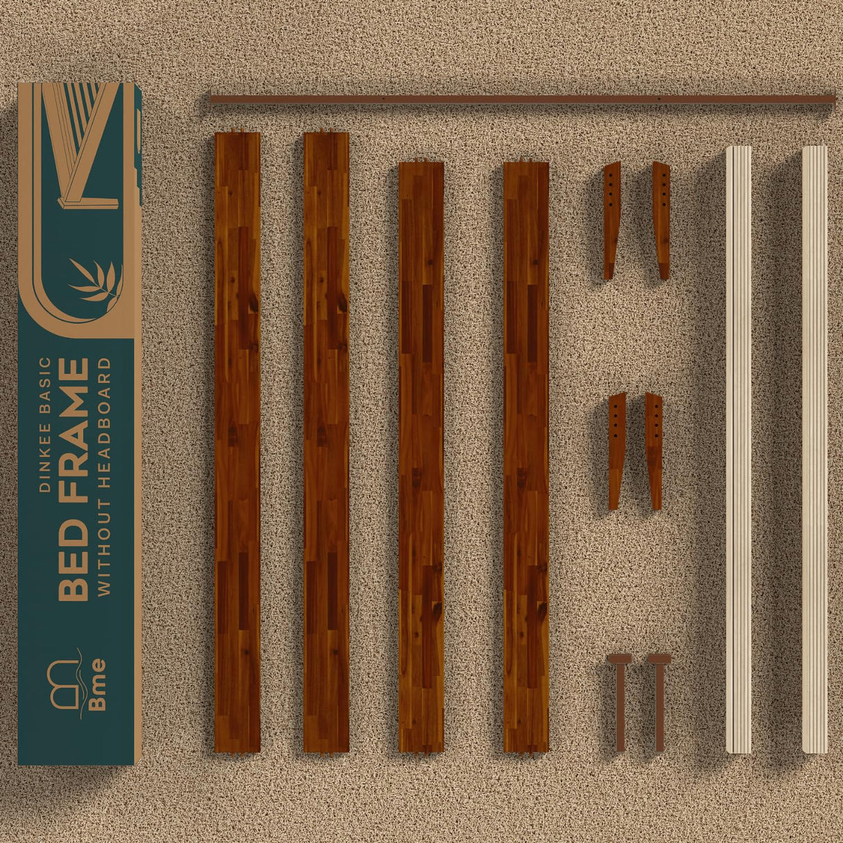 Dinkee Queen Bed Frame Wood 15 Inch