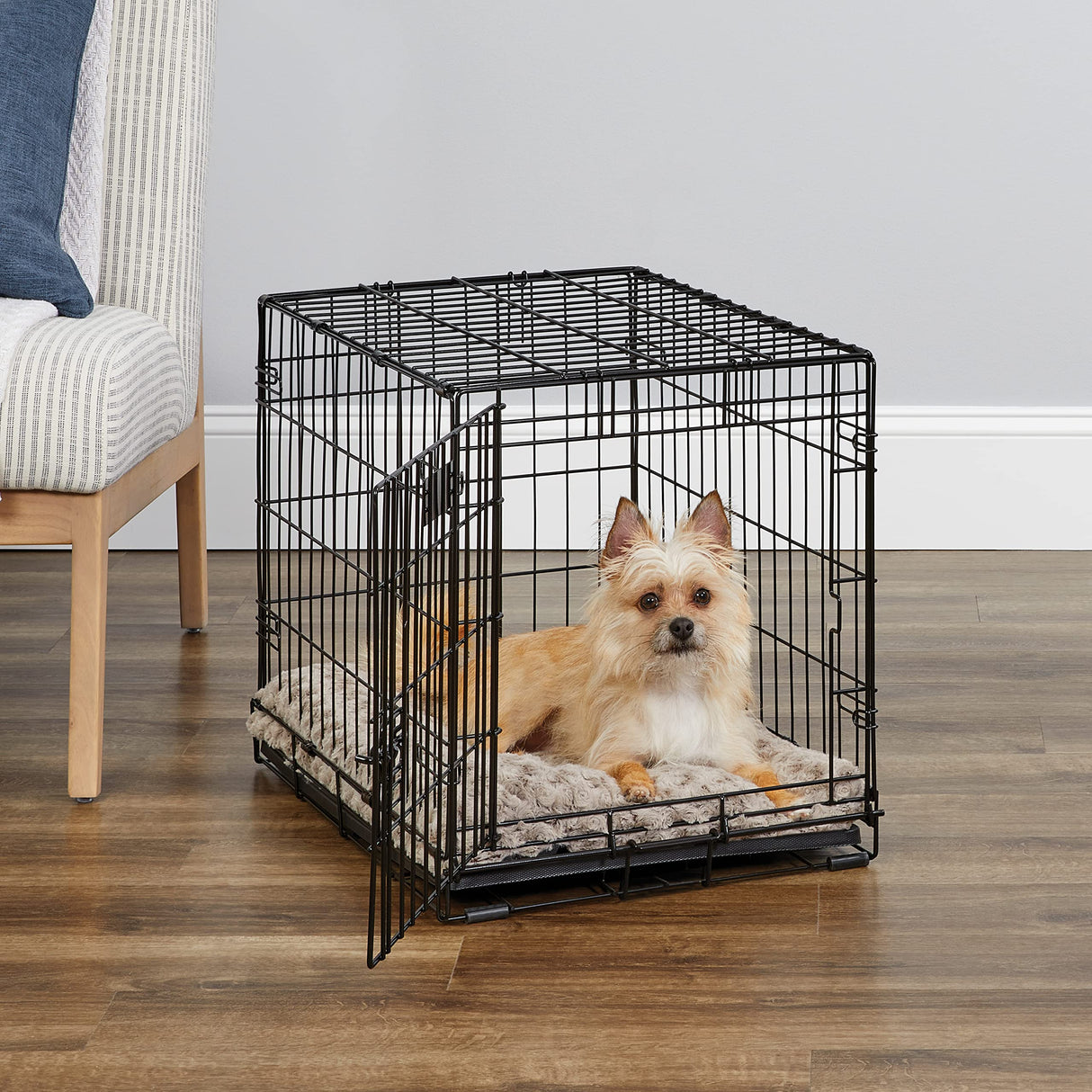 Newly Enhanced Single Door iCrate Dog Crate, Includes Leak-Proof Pan