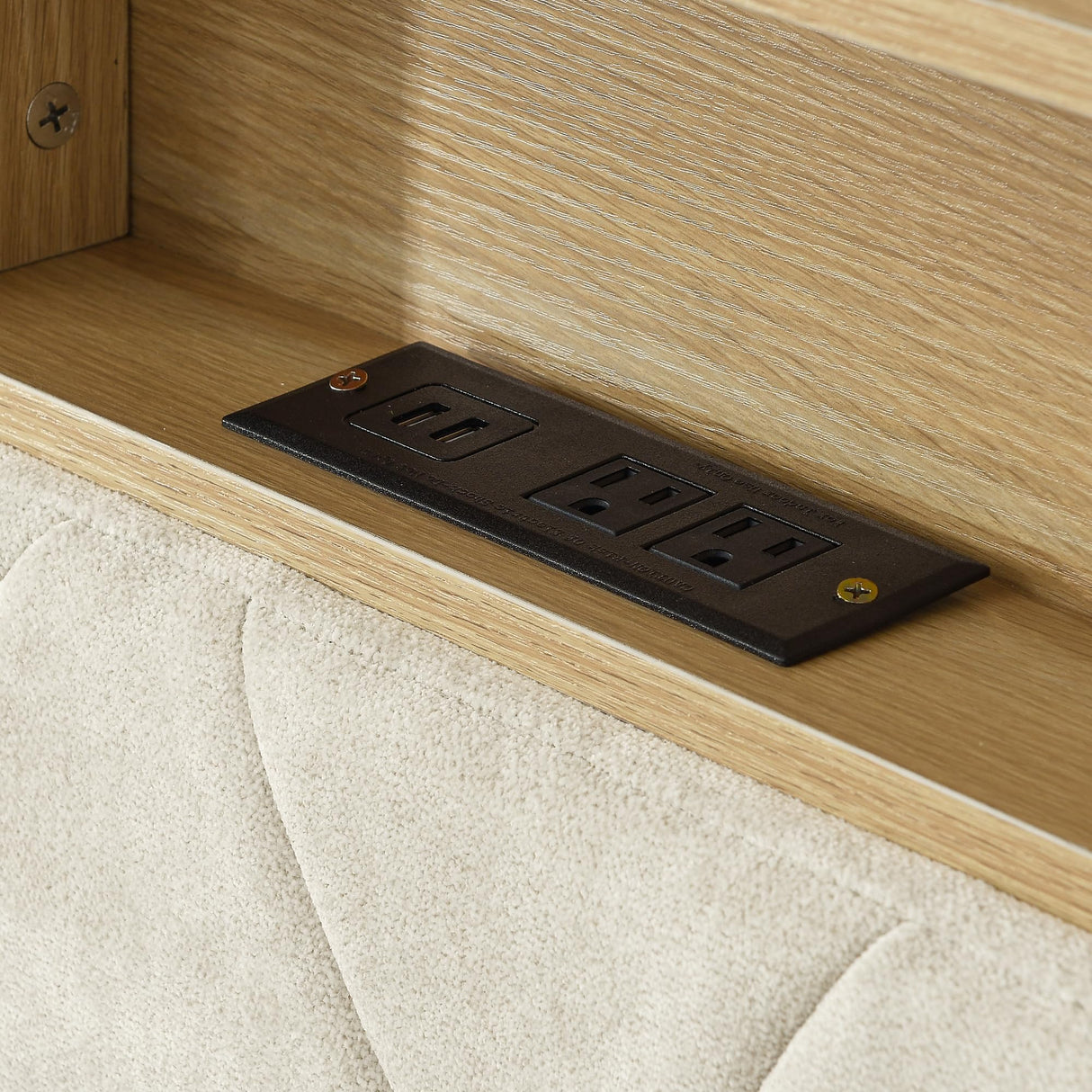 Queen Bed Frame with Storage Shelves & USB Charging Ports Headboard