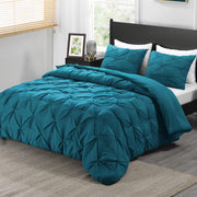 Pintuck Queen Comforter Set with 2 Pillow Shams - 3-Piece - Crystal Teal Queen Bed