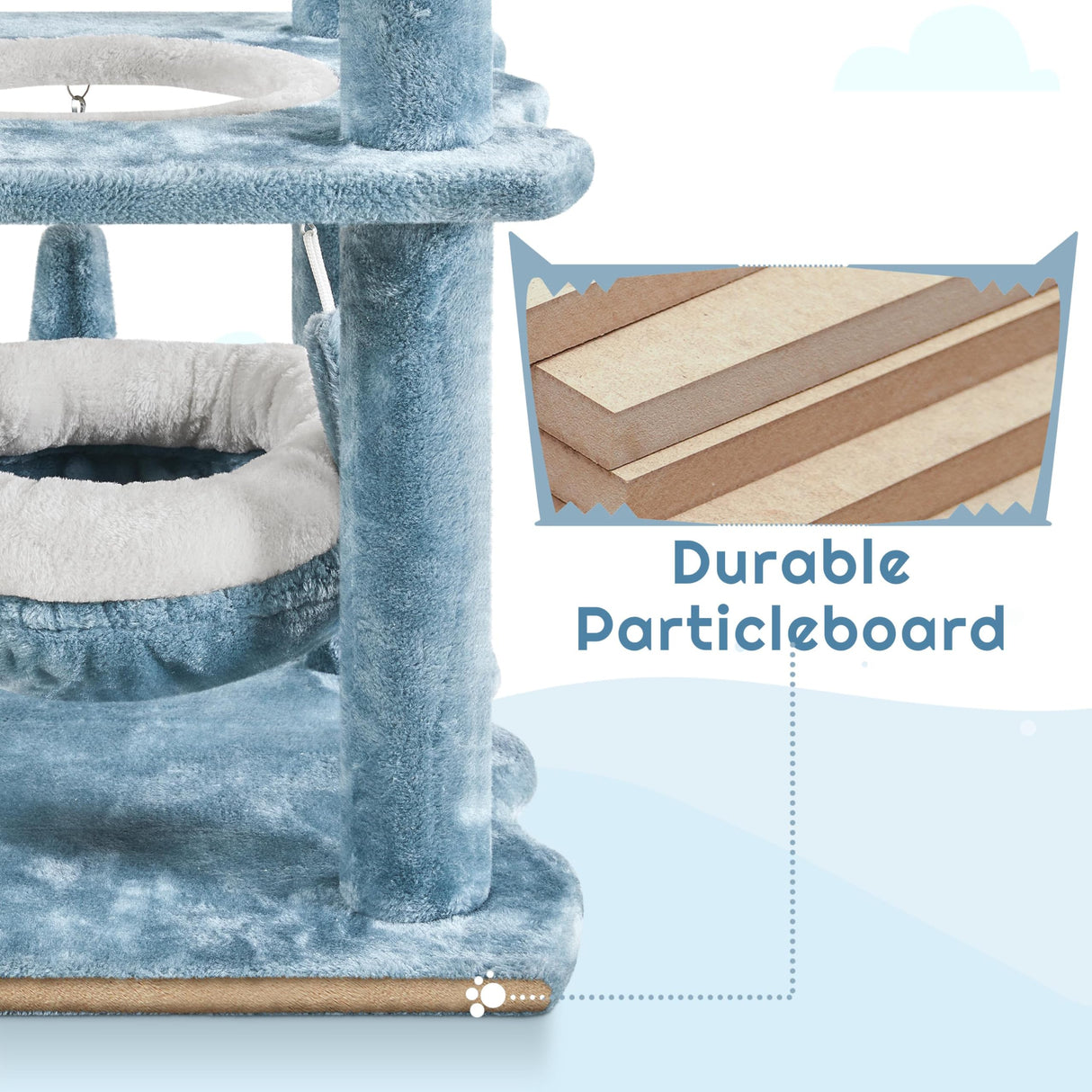 Cat Tree Ocean-Themed Cat Tower 61in, Multi-Level Cat Climbing Tree