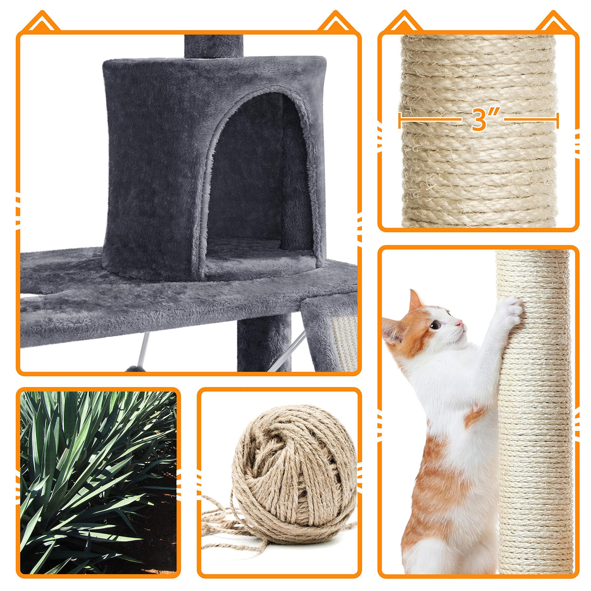 Multi-Level Cat Tree Tower Condo with Scratching Posts, Platform & Hammock