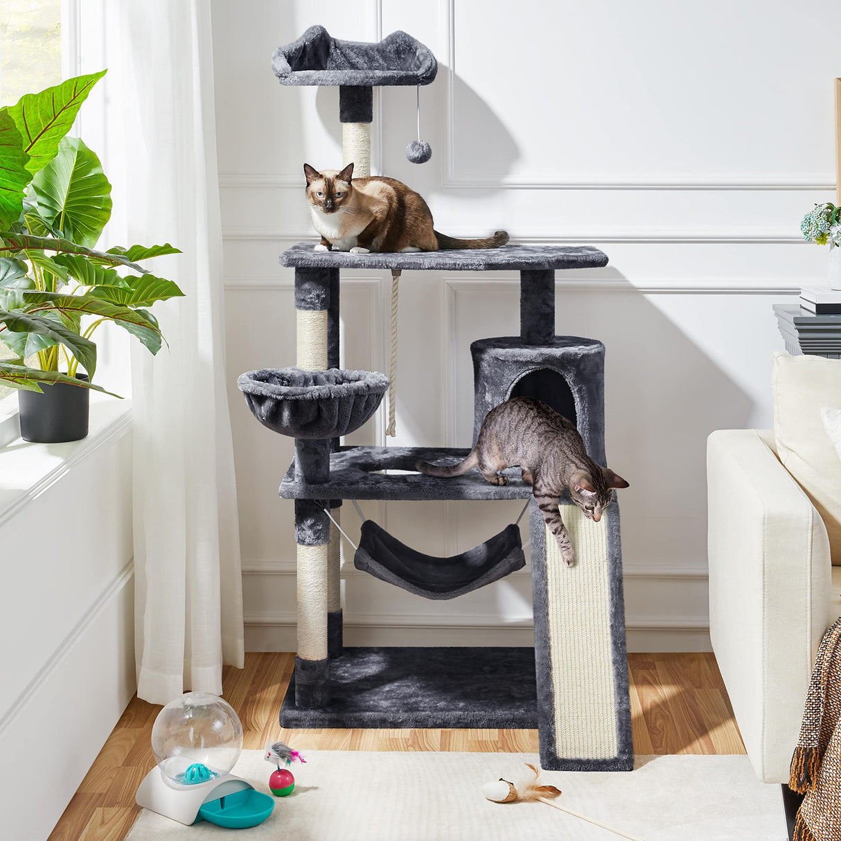 Multi-Level Cat Tree Tower Condo with Scratching Posts, Platform & Hammock
