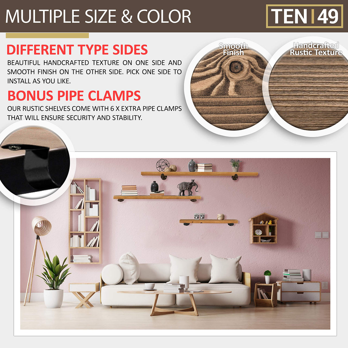 Industrial Rustic Wood Wall Shelf Extra Thickness Modern Interior Decor Floating Shelves