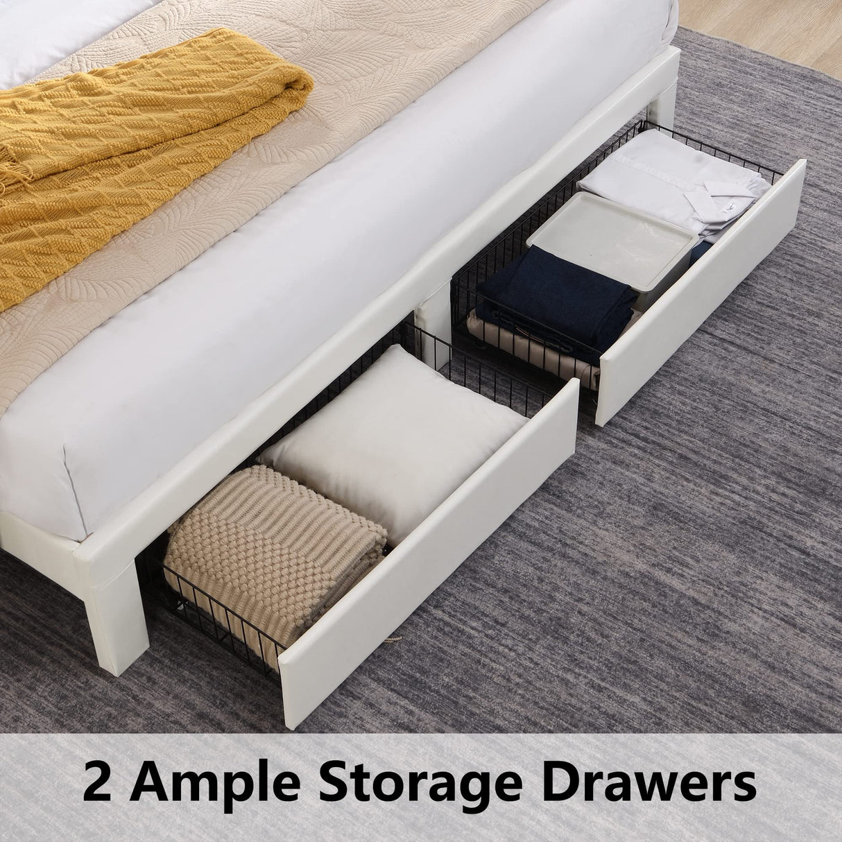 Upholstered Bed Frame Queen Size with Headboard, Platform Queen Bed Frame