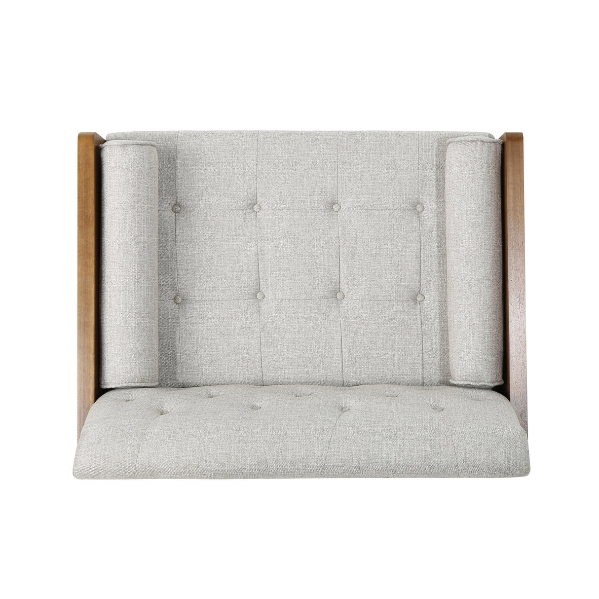 Greta Mid Century Modern Fabric Club Chair, Beige, Dark Walnut