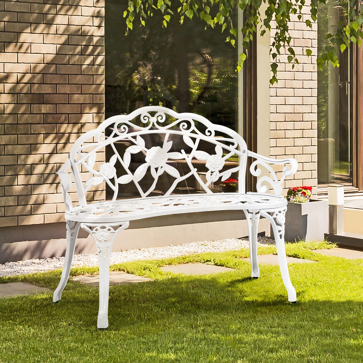 Patio Garden Bench Park Bench Outdoor Benches, Aluminium Patio Yard Bench