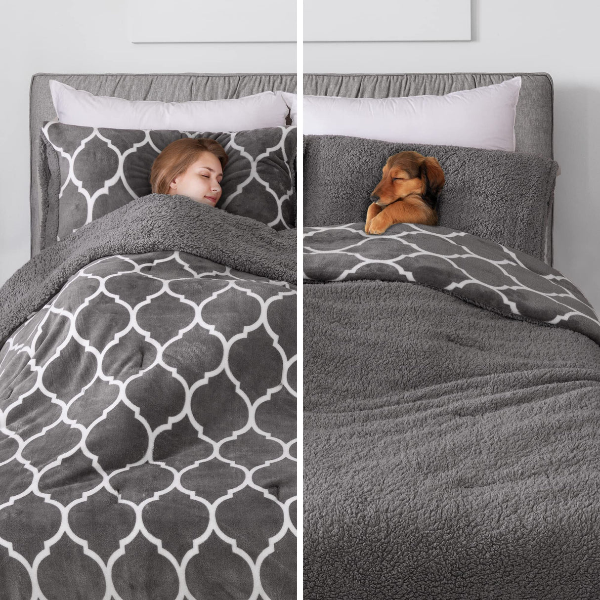 Sherpa Fleece Bedding Comforter Set Queen Size