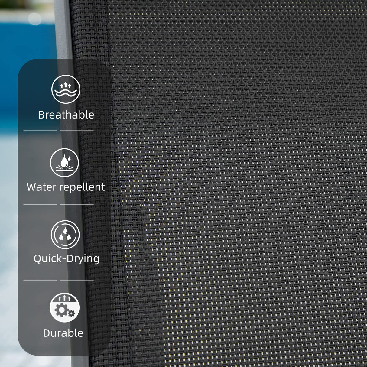 Patio Chaise Lounge Set -3 Pieces Aluminum Adjustable Pool Lounge Chairs