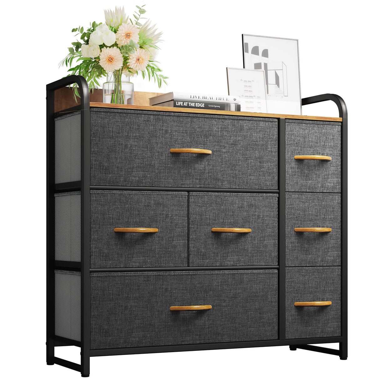 Dresser with 7 Drawers - Fabric Storage Tower