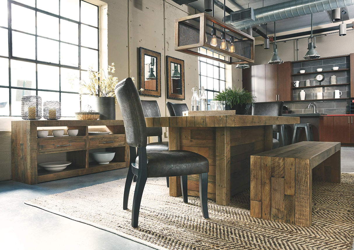 Sommerford Rustic Wood Dining Room Long Bench