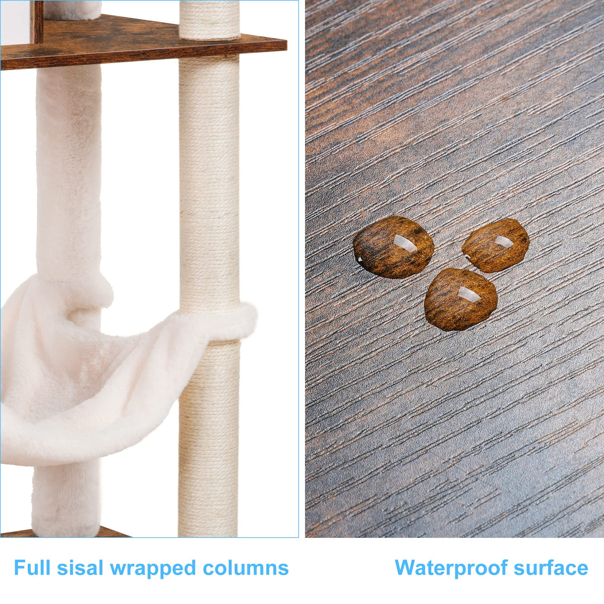 Wooden Cat Tree, 66.1“ Cat Furniture with Scratching Posts, Modern Cat Tower