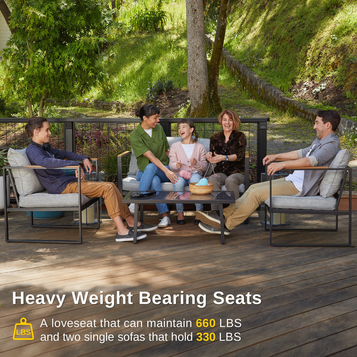 Courtyard Patio Furniture Set, 4-Piece Outdoor Patio Set