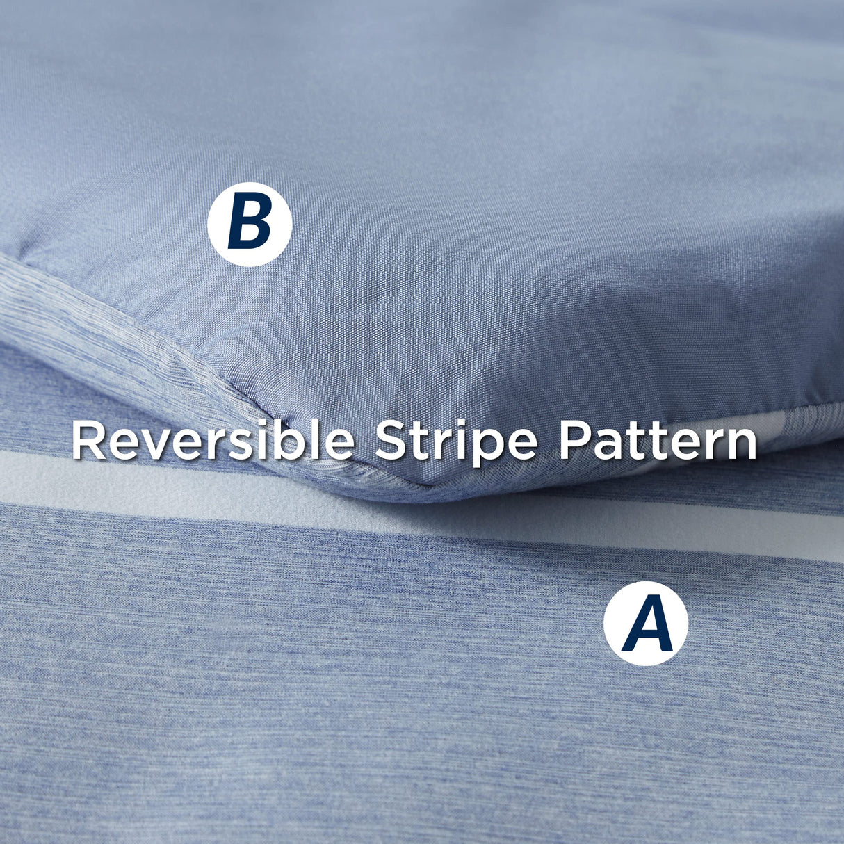 Bedding Sets Queen 7 Pieces, Striped Blue Comforter Set Queen