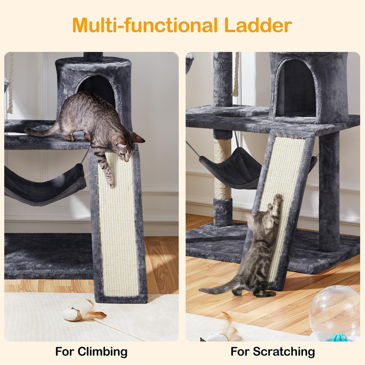 Multi-Level Cat Tree Tower Condo with Scratching Posts, Platform & Hammock