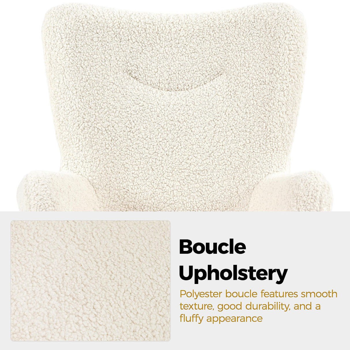 Accent Chair and Ottoman Set, Sherpa Armchair with Golden Metal Legs