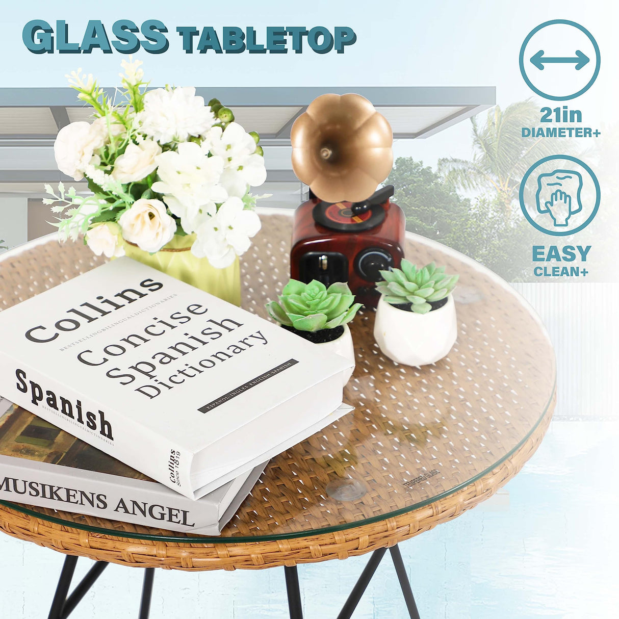 3 Piece Patio Set, Outdoor Bistro Set, Balcony Furniture