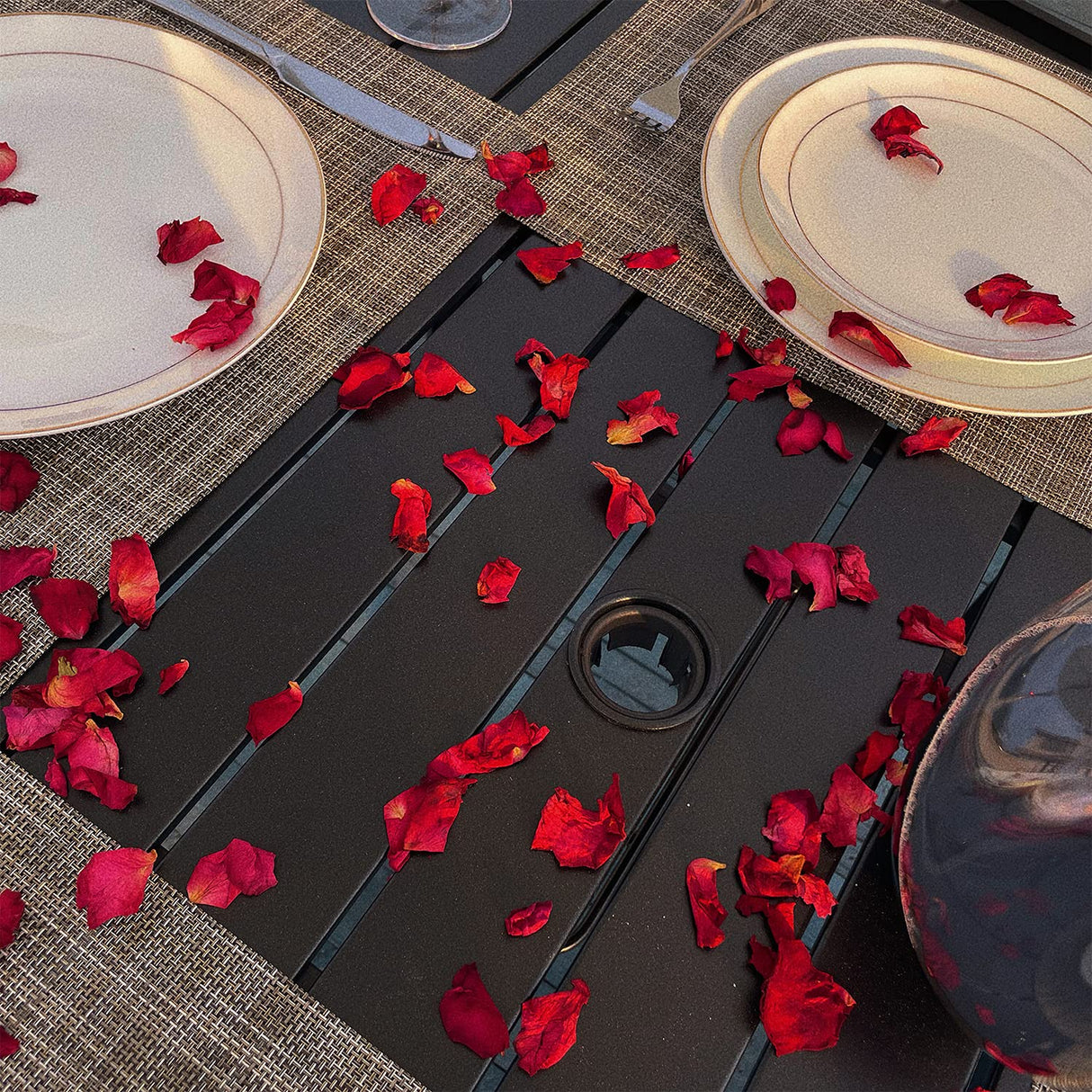 Outdoor Metal Patio Dining Table with Umbrella Hole