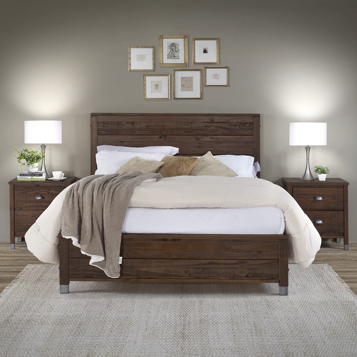 Baja Rustic Style Platform Bed/Solid Wood/No Box Spring Needed