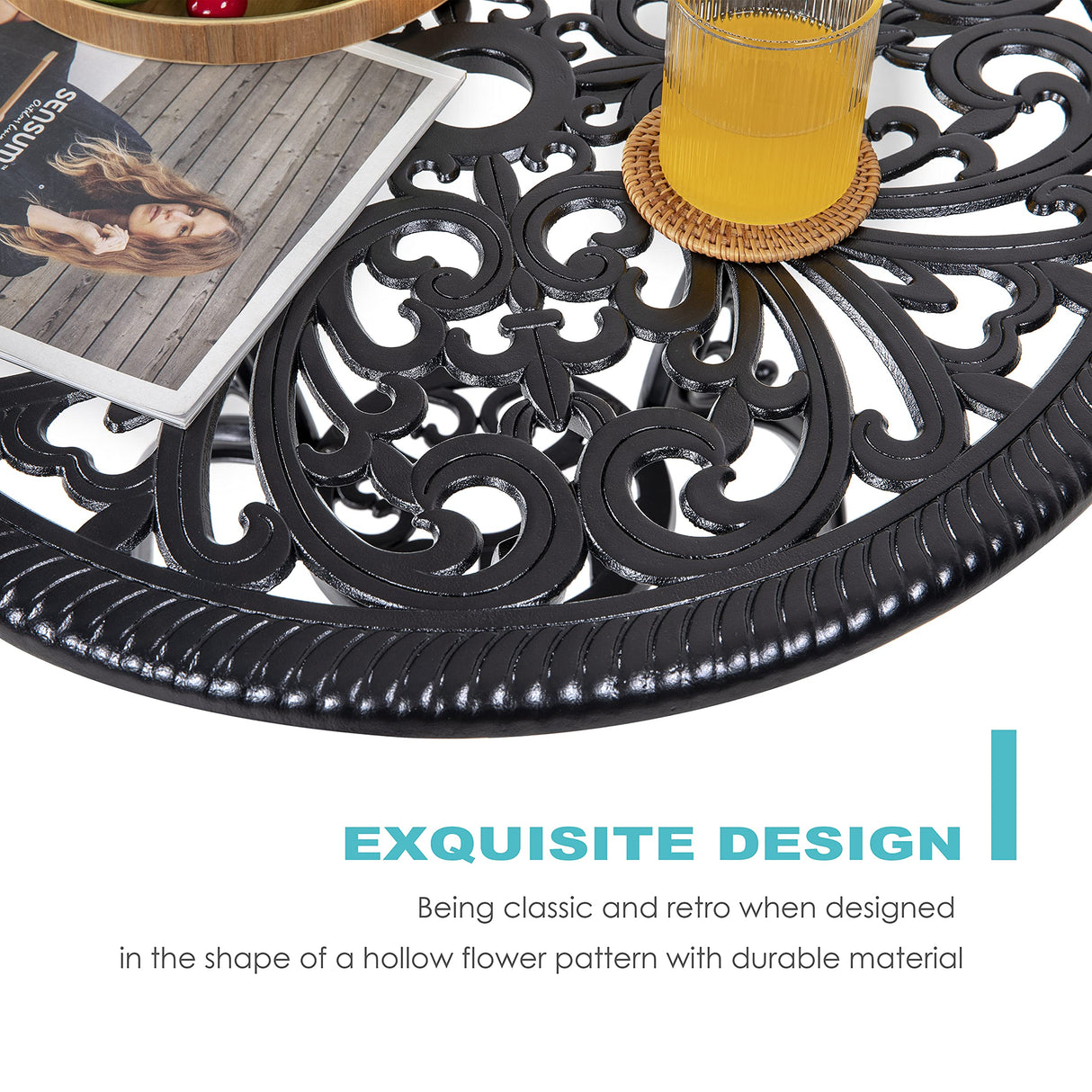 3 Piece Outdoor Bistro Table Set, Weather Cast Aluminum Patio Bistro Set