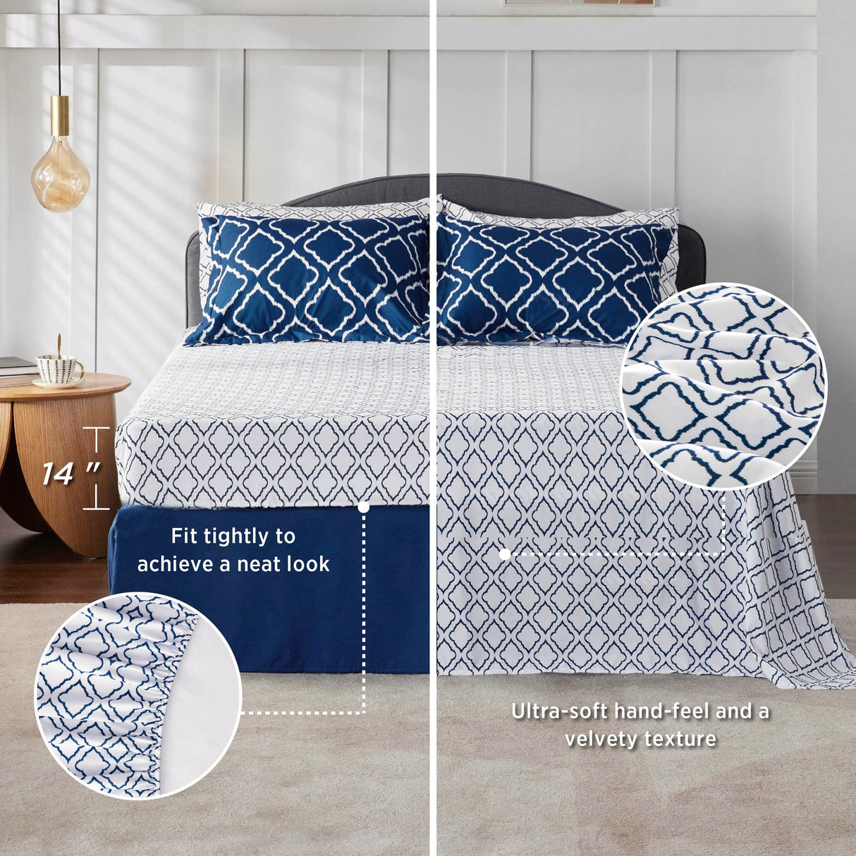 Navy Blue Quatrefoil Comforters Queen Size