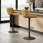 Mid Century Modern Counter Stools Faux Leather Swivel Adjustable Height
