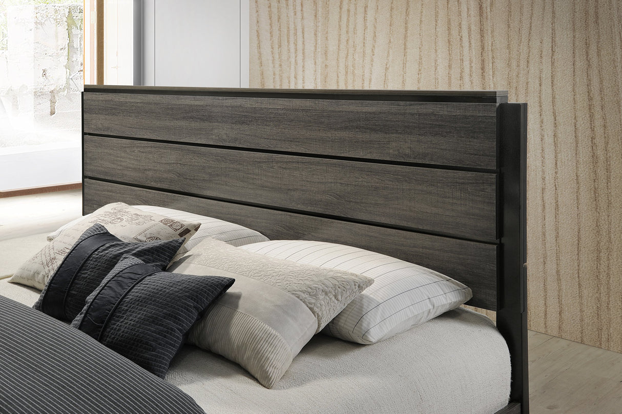 Ioana 187 Antique Grey Finish Wood Bed Room Set, Queen Size Bed