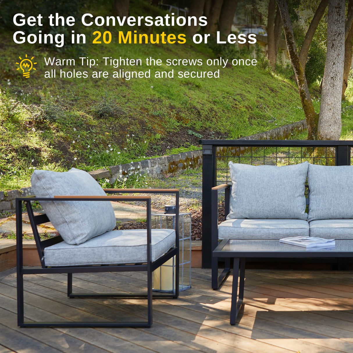 Courtyard Patio Furniture Set, 4-Piece Outdoor Patio Set