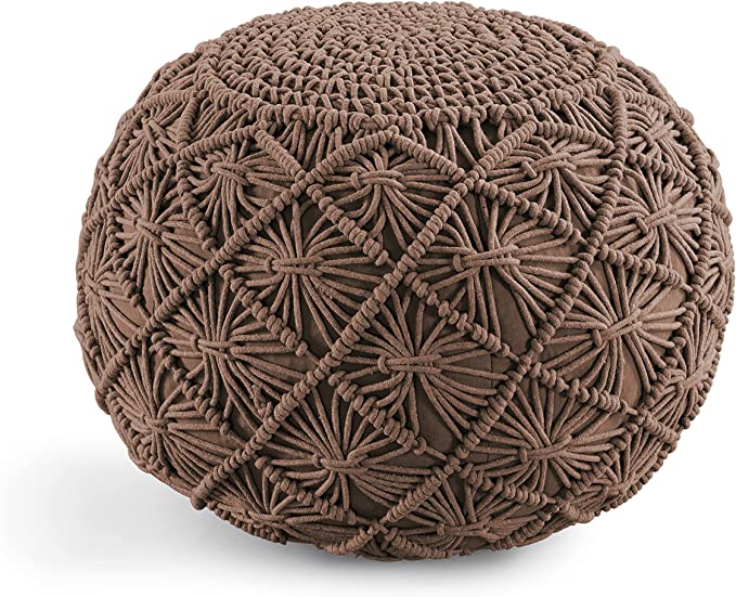 Pouf Ottoman - Hand Knitted Macrame Ottoman Pouf
