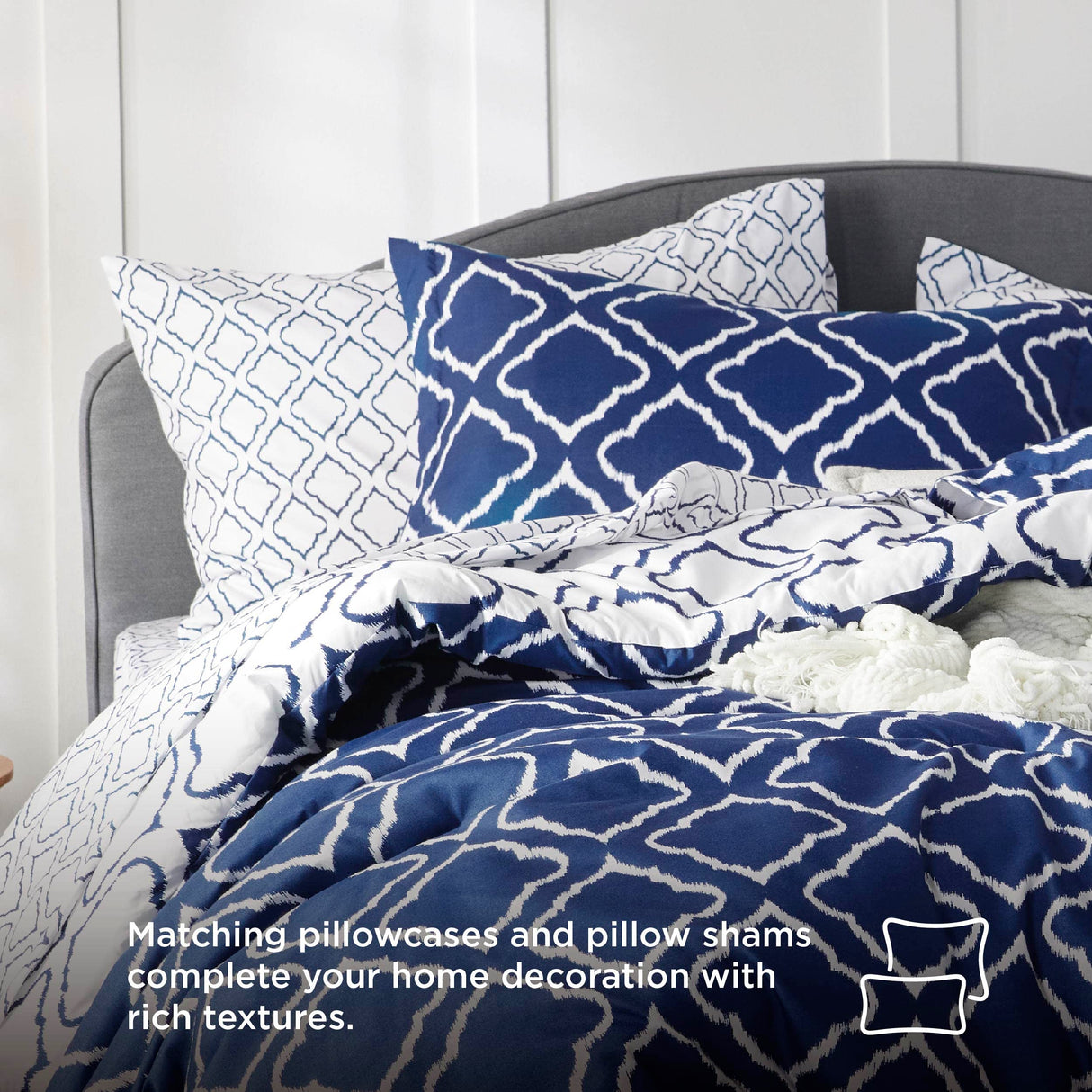 Navy Blue Quatrefoil Comforters Queen Size