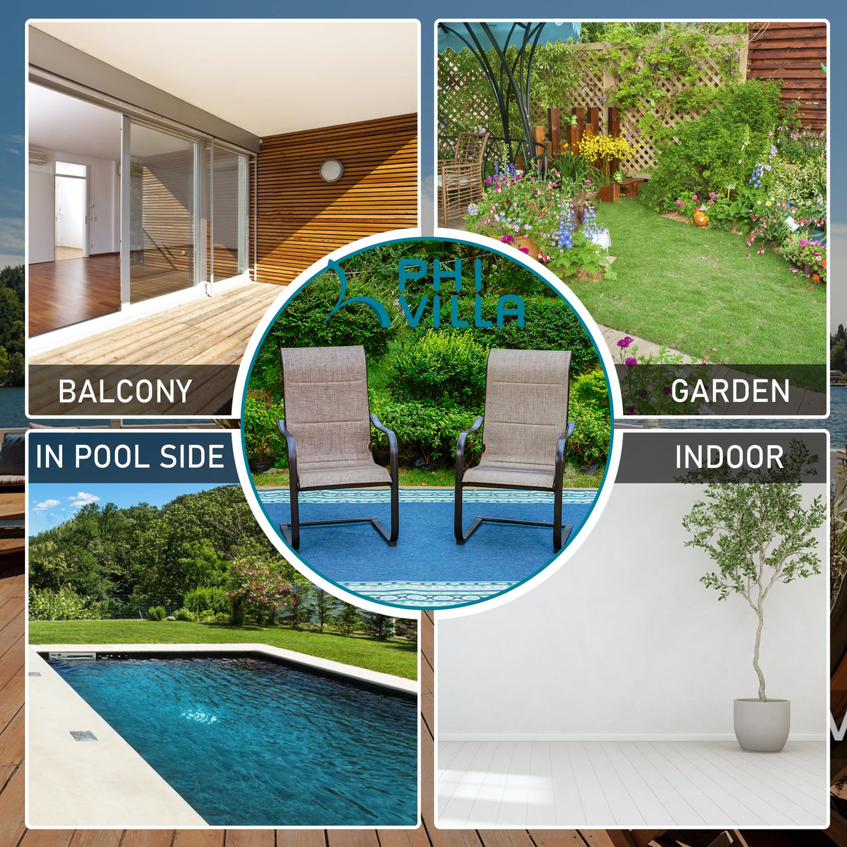 9 pcs Patio Dining Set, Large Square Table with Umbrella Dining Chairs