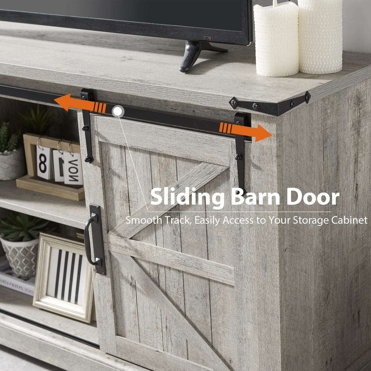 TV Stand for 65+ Inch TV, Modern Farmhouse Entertainment Center