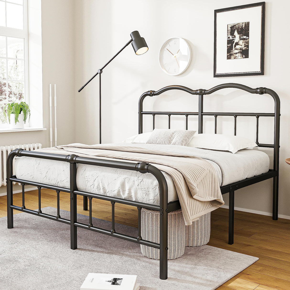 Queen Bed Frame with Headboard and Footboard, 18 Inch High, Heavy Duty Bed Frame