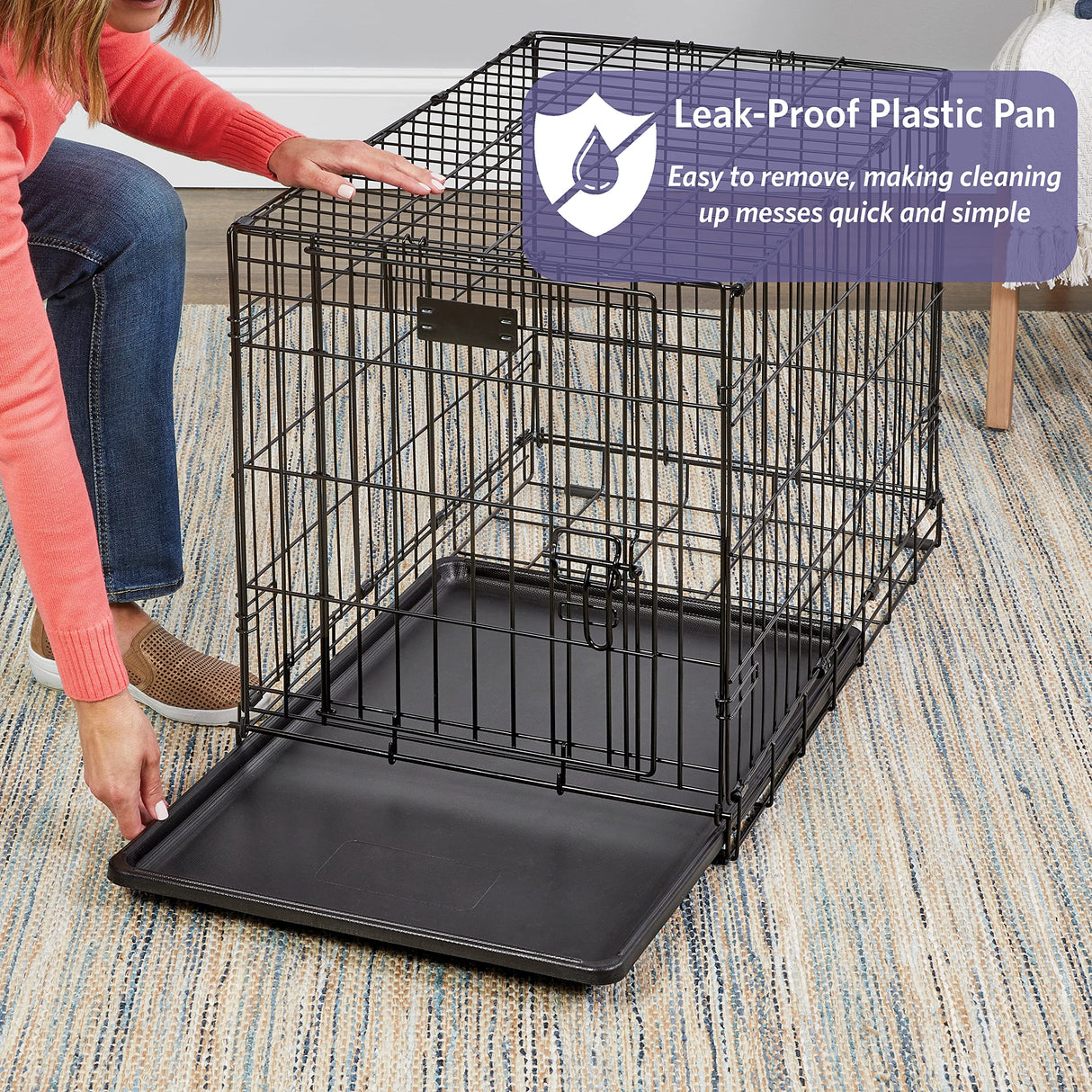 Newly Enhanced Single Door iCrate Dog Crate, Includes Leak-Proof Pan