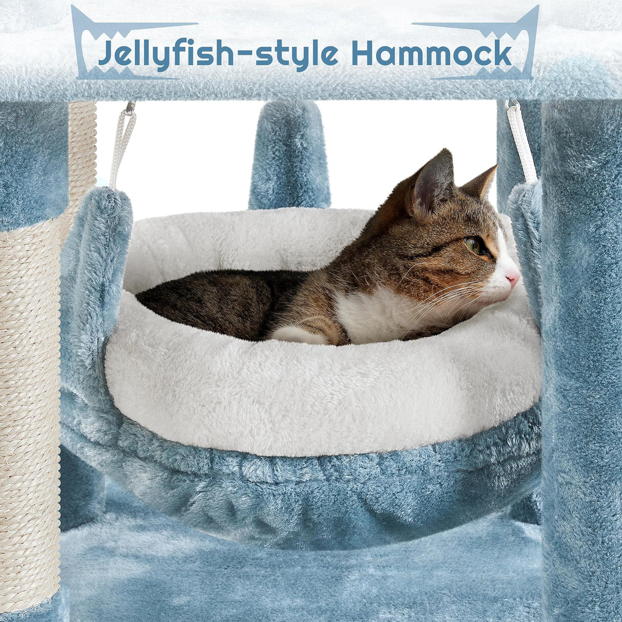 Cat Tree Ocean-Themed Cat Tower 61in, Multi-Level Cat Climbing Tree